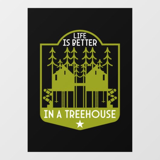 Kleidung und Dekoration von Baumhäusern Fensteraufkleber (Blatt)