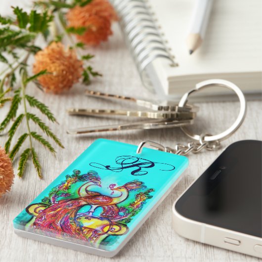 KLEIDUNGEN IN LIEBE MONOGRAM aquamarin-blau-grün Schlüsselanhänger (Vorderseite rechts)