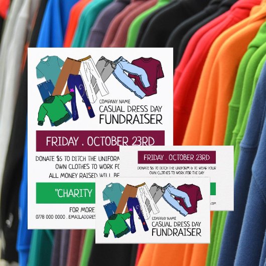 Kleidungsdesign, Lässige Kleidung Tag Fundraiser W