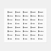 Kleidungsgröße Etiketten (Blatt)