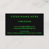 Kleidungsstück nach Maß Store Neon Green Pod Visitenkarte (Rückseite)