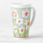 Kleidungsstücke auf einer großen Latte-Tasse Milchtasse (Rechte Ecke)