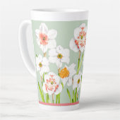 Kleidungsstücke auf einer großen Latte-Tasse Milchtasse (Linke Ecke)