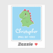 Klein aber fierce | Funny Niedlich Dino T-Rex Blue Aufkleber (Blatt)