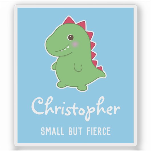 Klein aber fierce | Funny Niedlich Dino T-Rex Blue Aufkleber (Vorderseite)