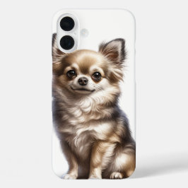 KLEIN BROWN LANGE HAIRED CHIHUAHUA PUPPY HUND iPhone 16 PLUS HÜLLE