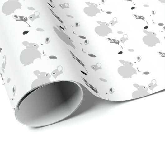 Klein gedrucktschwarzes, Weiß, graues Häschen Geschenkpapier (Rolleneckpunkt)