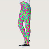 Klein gemustert in Rosa, grün und Zitrone Leggings (Links)