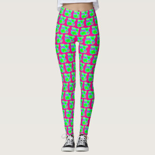 Klein gemustert in Rosa, grün und Zitrone Leggings