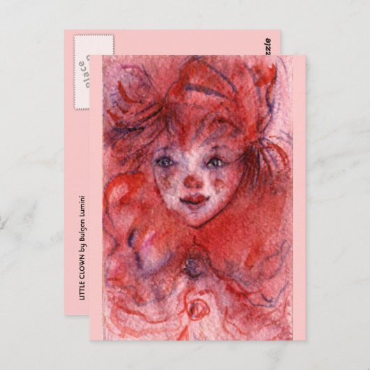 KLEIN ROT CLOWN POSTKARTE (Vorne/Hinten)
