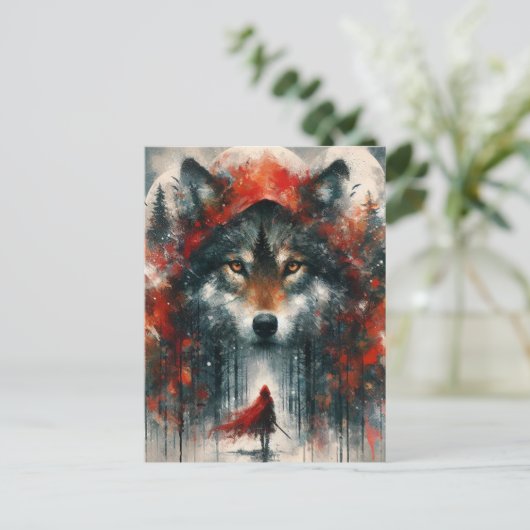 Klein Rot und Wolf Postkarte (Stehend Vorderseite)