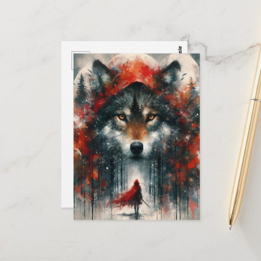 Klein Rot und Wolf Postkarte (Vorderseite/Rückseite Beispiel)