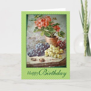 Klein rotes Pelargonie-Grün-lila Karte