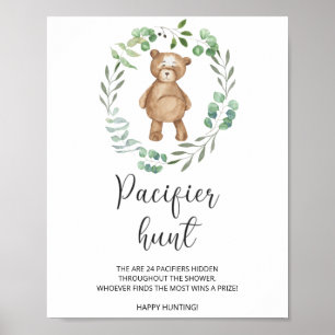 Kleinbärenjagd Schnuller Babydusche Poster