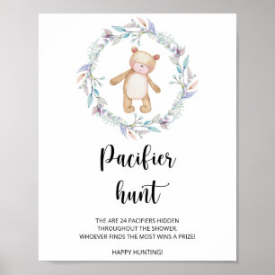 Kleinbärenjagd Schnuller Babydusche Poster