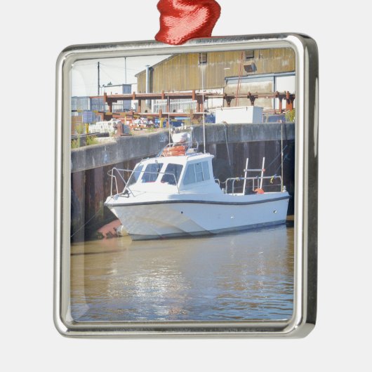 Kleinboot Silbernes Ornament (Links)