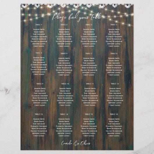 KLEINE 16 Tabelle Rustikaler Holzbalken (Vorderseite)