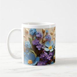 Kleine 3D-Blume mit Golden Kontur Tasse