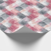 Kleine Abstrakte Gingham Pink und Grau Geschenkpapier (Ecke)