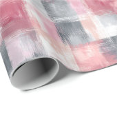 Kleine Abstrakte Gingham Pink und Grau Geschenkpapier (Rolleneckpunkt)
