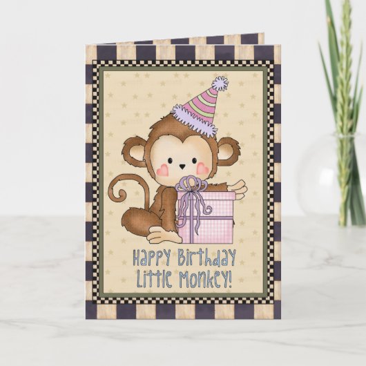 Kleine Affe-Geburtstagsgrußkarte Karte (Vorderseite)