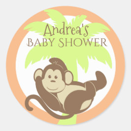 Kleine Affen-Babydusche Runder Aufkleber