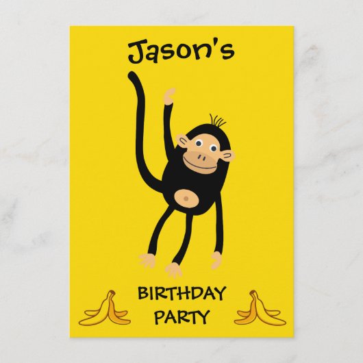 Kleine Affen Geburtstagsparty Begleitkarte (Vorderseite)