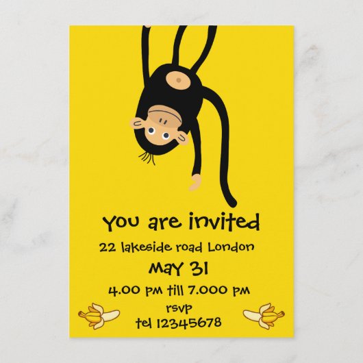 Kleine Affen Geburtstagsparty Begleitkarte (Rückseite)