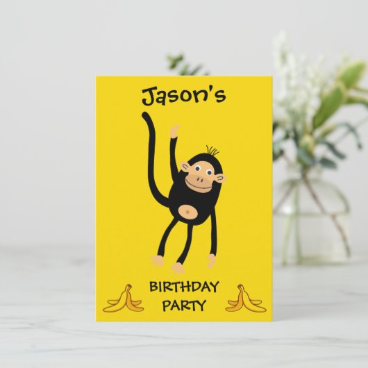 Kleine Affen Geburtstagsparty Begleitkarte (Stehend Vorderseite)