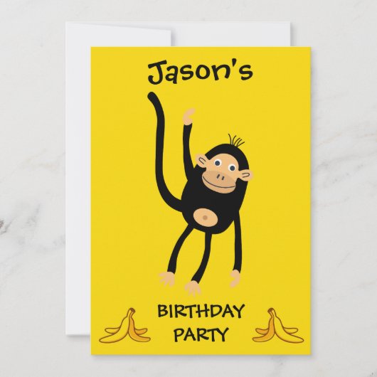 Kleine Affen Geburtstagsparty Einladung (Vorderseite)