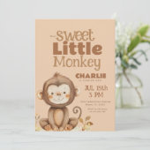 Kleine Affenjungen zum Geburtstag Einladung (Stehend Vorderseite)