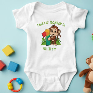 Kleine Affenkinder 1. Geburtstag Personalisiertes Baby Strampler