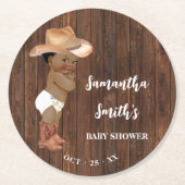 Kleine afrikanische Cowboy-Western-Kinderdusche Runder Pappuntersetzer (Vorderseite)