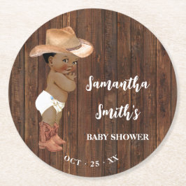 Kleine afrikanische Cowboy-Western-Kinderdusche Runder Pappuntersetzer