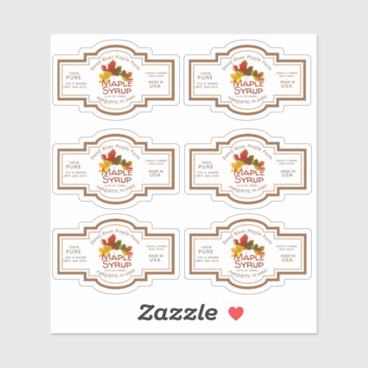 Kleine Ahornsirup Jug Label Farbenfrohe Ahorn-Blät (Blatt)