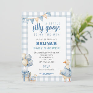 Kleine alberne Gans Baby Shower Einladung Blau Gin