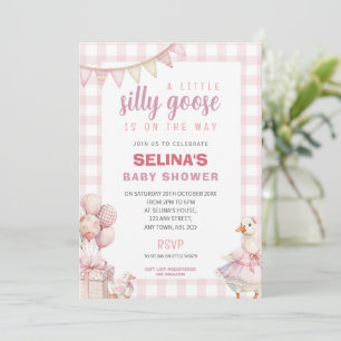Kleine alberne Gans Baby Shower Einladung Rosa Gin
