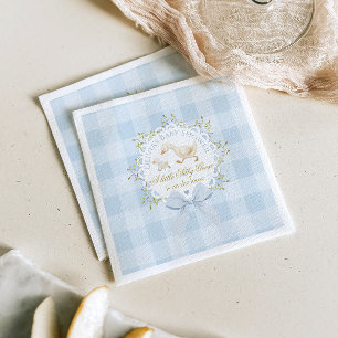 Kleine alberne Gans Blau kariert Baby Shower Serviette