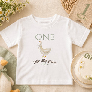 Kleine Alberne Gans EINS Salbeigrüne Geburtstag Baby T-shirt