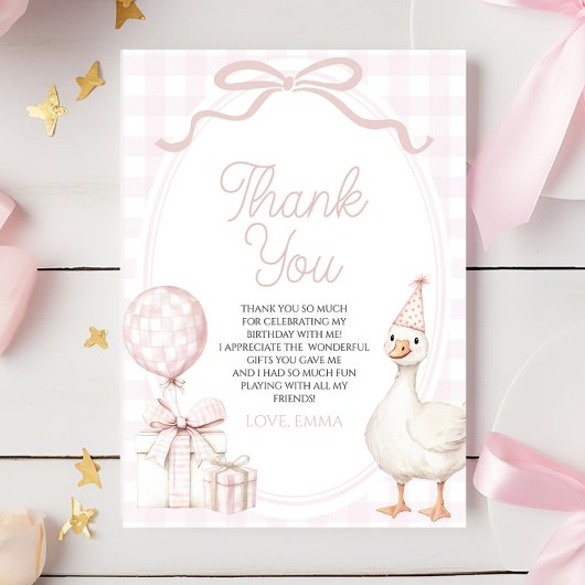 Kleine alberne Gans Pinker Geburtstag Dankeskarte
