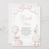 Kleine alberne Gans Pinker Geburtstag Dankeskarte (Vorderseite)
