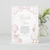 Kleine alberne Gans Pinker Geburtstag Dankeskarte (Stehend Vorderseite)