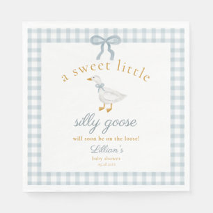 Kleine alberne Gans-Schleifen-Baby-Party Blau Ging Serviette