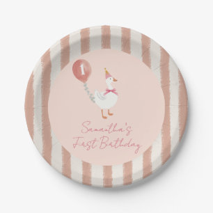 Kleine Alberne Gänse Pink Ballon Girl 1. Geburtsta Pappteller