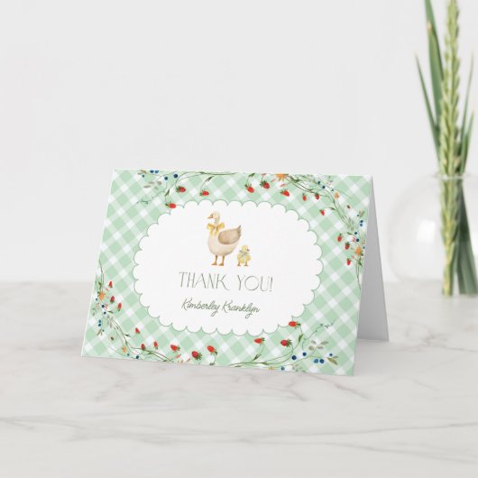 Kleine Alberne Gänsegeschlechtsneutrale Babydusche Dankeskarte (Vorderseite)