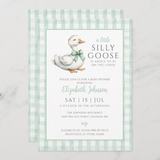 Kleine Alberne Gänsegeschlechtsneutrale Babydusche Einladung (Vorne/Hinten)