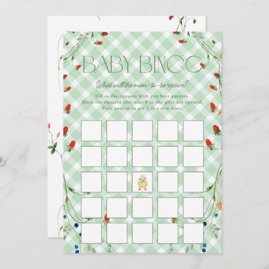 Kleine Alberne Gänseneutrale Babydusche Bingokarte Einladung (Vorne/Hinten)