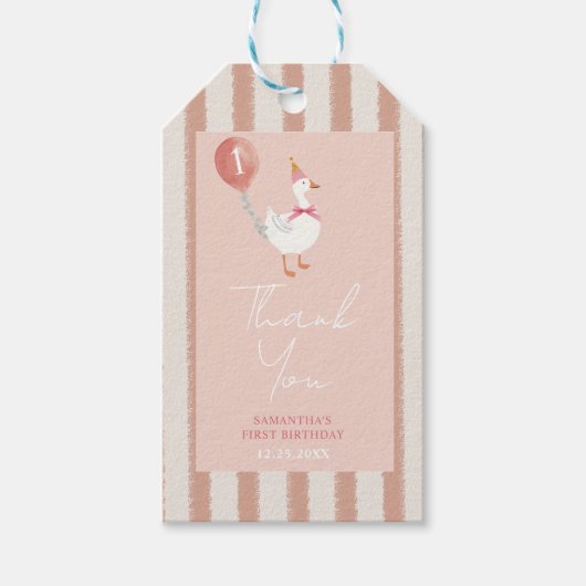 Kleine Alberne Goose Pink Ballon Geburtstag Vielen Geschenkanhänger (Vorderseite)