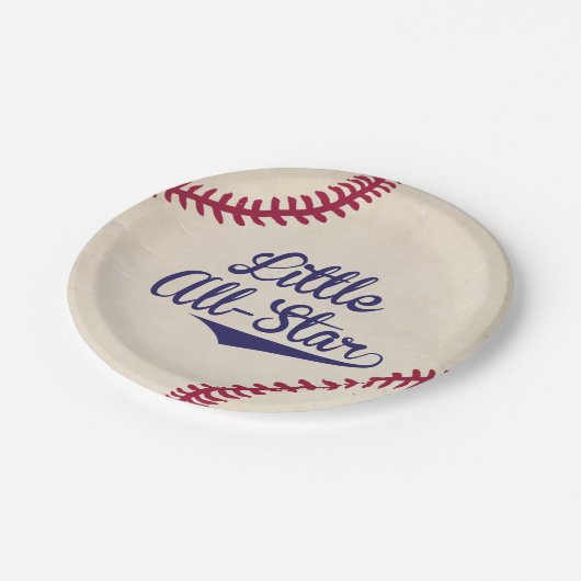 Kleine All-Star-Baseball-Baby-Duschpapier-Teller Pappteller (Schrägansicht)
