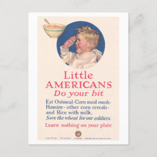 Kleine Amerikaner: Clean Plate Club WWI Poster Postkarte
